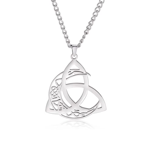 YIQPKUM Zarter Keltischer Dreifaltigkeitsknoten Halskette Edelstahl Mystisch Amulett (Versilbert) von YIQPKUM