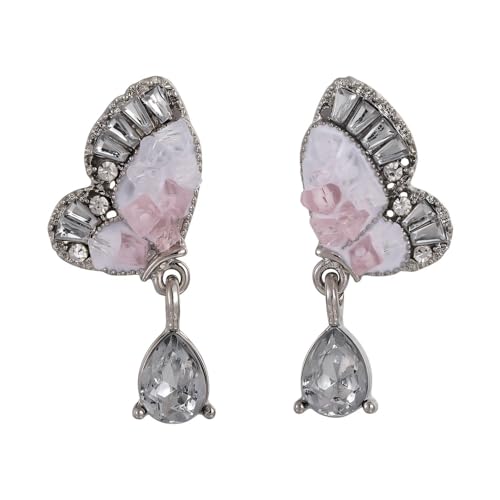 YIQPKUM Zarter Schmetterling Stecker Ohrringe für Damen Elegant Tier Kristall Schmuck Geschenk (Versilbert) von YIQPKUM