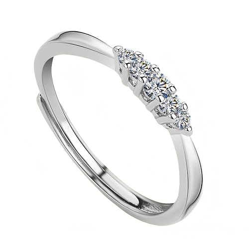 YIQPKUM Zirkonia Kristall Ring Damen Verstellbar Offener Bund Schmuck Zart Zinklegierung Stapelbar Accessoire Statement Geschenk Anhänger (Versilbert) von YIQPKUM