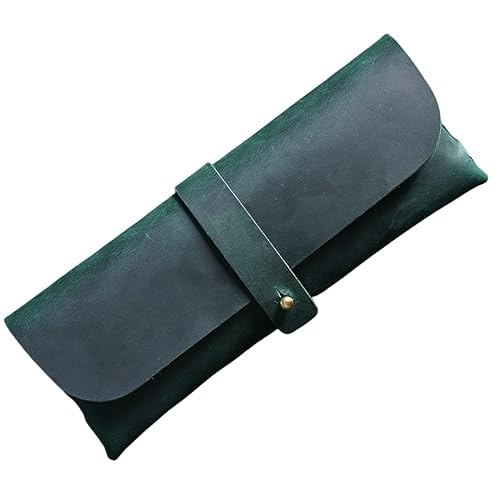 YISENJEE Etuis Für Stifte 210 mm * 80 mm Mehrfarbige Rindslederimitat Große Kapazität Bleistiftetui Schreibwarenbox Werkzeug Aufbewahrungstasche - Dunkelgrün von YISENJEE