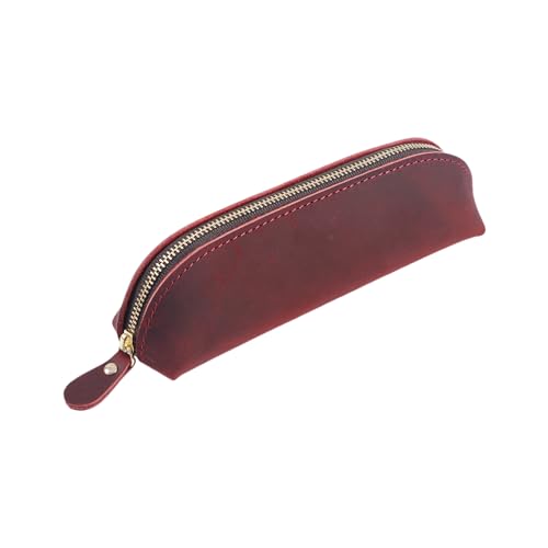 YISENJEE Kugelschreiber Etui Imitation Rindsleder Bleistift Fall Handgemachte Münzbörse Schreibwaren Aufbewahrungstasche - Weinrot YISENJEE Kugelschreiber Etui Imitation Rindsleder Bleistift Fall Handgemachte Münzbörse Schreibwaren Aufbewahrungstasche - Weinrot von YISENJEE