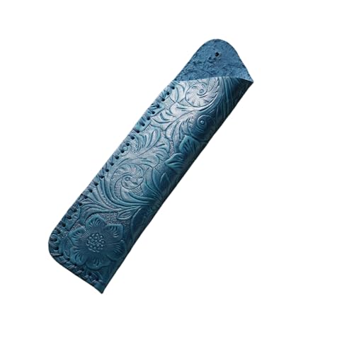 YISENJEE Leder-Stiftetui Geschnitztes Stiftetui Aus Rindslederimitat, Handgenähte Schutzhülle Aus Leder – Blau – 4,4 X 16,5 cm von YISENJEE