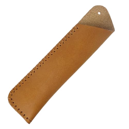 YISENJEE Leder-Stiftetui Mehrfarbiges Vintage Wachsimitat Rindsleder Pflanzlich Gegerbt Leder Handgenähtes Stifteetui Stifttasche Schutzhülle - Camel - Doppelpack von YISENJEE