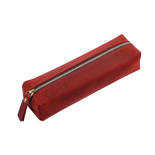 YISENJEE Organizer-Box Handgemachter Nachahmung Rindsleder Reißverschluss Große Kapazität Stift Aufbewahrungstasche Bleistift Fall - Weinrot YISENJEE Organizer-Box Handgemachter Nachahmung Rindsleder Reißverschluss Große Kapazität Stift Aufbewahrungstasche Bleistift Fall - Weinrot von YISENJEE