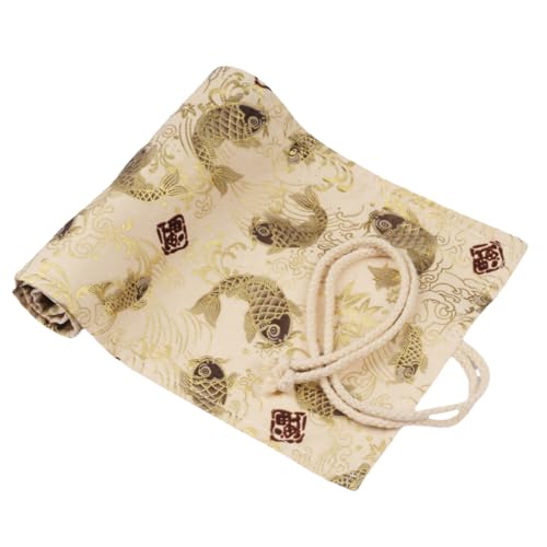 YISENJEE Rollmäppchen Bleistiftvorhang Aus Canvas, Farbiges Goldprägungspaket, Aufrollbares Federmäppchen-Golden Carp-12 Holes YISENJEE Rollmäppchen Bleistiftvorhang Aus Canvas, Farbiges Goldprägungspaket, Aufrollbares Federmäppchen-Golden Carp-12 Holes von YISENJEE