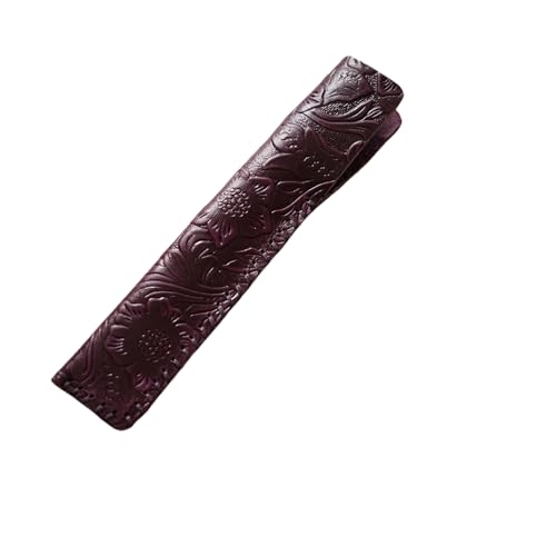 YISENJEE Stifteetui Geschnitztes Stiftetui Aus Rindslederimitat, Stifttasche, Schutzhülle Aus Reinem Handgenähtem Leder – Lila – 3,3 cm X 16,5 cm von YISENJEE