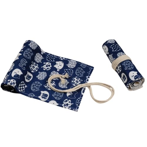 YISENJEE Stifterolle Bleistiftrolle Mit Großem Fassungsvermögen, Canvas-Stiftevorhang, Bleistift-Stiftetasche-Blue Cat-60 Holes YISENJEE Stifterolle Bleistiftrolle Mit Großem Fassungsvermögen, Canvas-Stiftevorhang, Bleistift-Stiftetasche-Blue Cat-60 Holes von YISENJEE