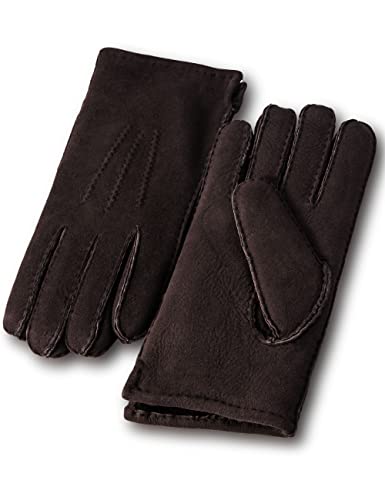 YISEVEN Herren Lammfell Leder Winterhandschuhe aus Shearling Männer Dickes Fellgefüttert Winter Autofahrer LederHandschuhe Curly Schurwolle Fingerhandschuhe Herrenhandschuh Geschenke, Dunkel braun L von YISEVEN