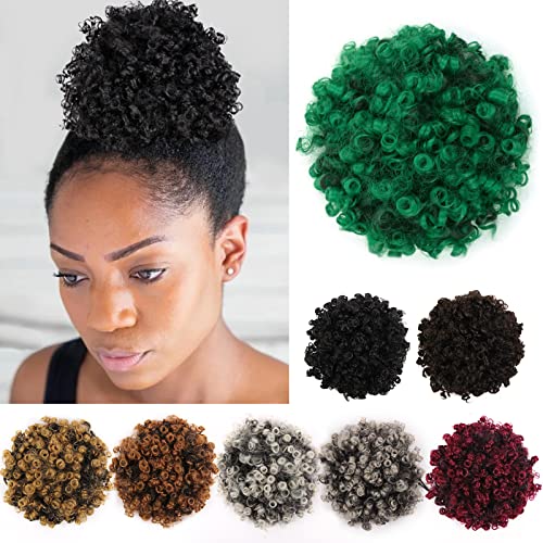 YISIKUNNUO Afro-Haarverlängerung, gewellt und gelockt, mit Kordelzug, für schwarze Frauen, Afro-Haarteile für Mädchen und Jungen (schwarz und grün) von YISIKUNNUO