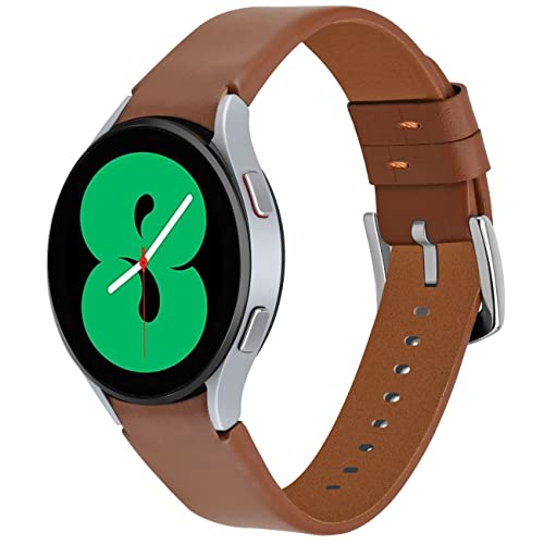 YISIWEAR Quick Release Premium Leder Braun Uhrenarmbänder für Samsung Galaxy Watch 6/5/4 Armband 40mm 44mm Uhrenarmband Ersatz Classic 42mm 46mm Echtleder Armband für Männer Frauen von YISIWERA