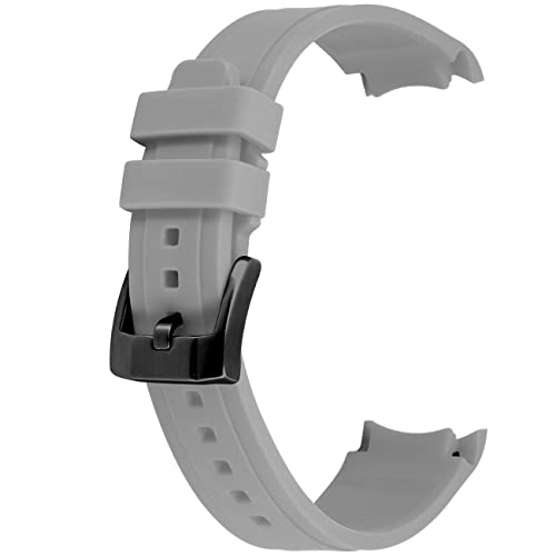 YISIWERA 22mm Premium Crafter grau Silikon Uhrenarmband Universal gebogenes Ende Kautschuk Uhrenarmband Armband gebürstetem Edelstahl Pin schwarz Schnalle für Männer Frauen von YISIWERA