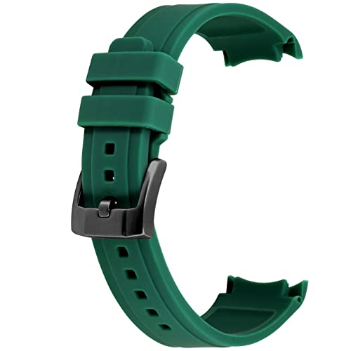 YISIWERA 22mm Premium Crafter grün Silikon Uhrenarmband Universal gebogenes Ende Kautschuk Uhrenarmband Armband gebürstetem Edelstahl Pin schwarz Schnalle für Männer Frauen von YISIWERA