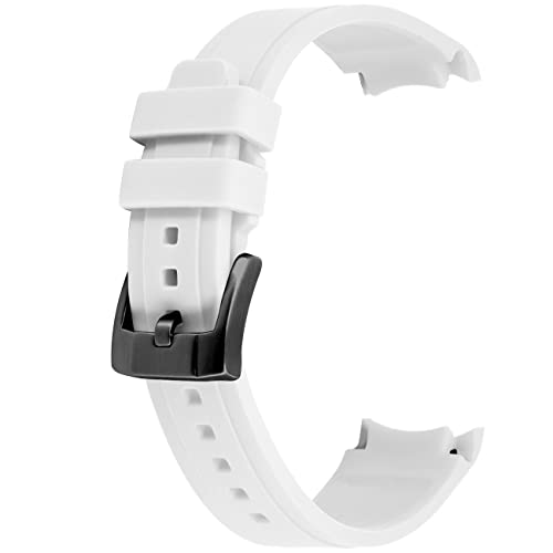 YISIWERA 22mm Premium Crafter weißes Silikon Uhrenarmband Universal gebogenes Ende Kautschuk Uhrenarmband Armband gebürstetem Edelstahl Pin schwarz Schnalle für Männer Frauen von YISIWERA