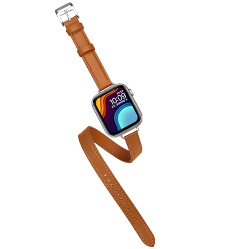 YISIWERA Lederband Kompatibel für Apple Watch Armband 38mm 40mm 41mm Braun Lederband Ersatzband für Herren Damen Kompatibel für iWatch Series 9/8/7/6/5/4/3/2/1 SE von YISIWERA