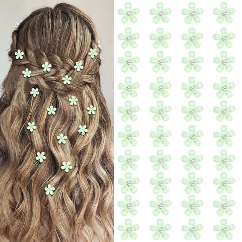 YISSION Mini-Haarspangen mit Strass, niedliche Mini-Haarspangen, Blumen-Haarnadeln, dekorative Haarspangen, Hochzeits-Haarspangen, Brautblumen-Haarschmuck für Mädchen und Frauen, 40 Stück von YISSION