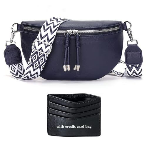 YISUOHOOM Crossbody Bag Damen Breiter Gurt Bauchtasche Damen klein umhängetasche Brusttasche Blau Kreditkartenpaket senden von YISUOHOOM