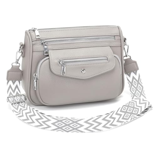 YISUOHOOM 7 Farben Umhängetasche Damen Mittelgroß 2025 Kleine Handtasche Damen Crossbody Bag Grau Schönes Geburtstagsgeschenk für Frauen von YISUOHOOM