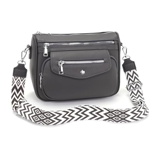 YISUOHOOM 7 Farben Umhängetasche Damen Mittelgroß 2025 Kleine Handtasche Damen Crossbody Bag Grau Schönes Geburtstagsgeschenk für Frauen von YISUOHOOM