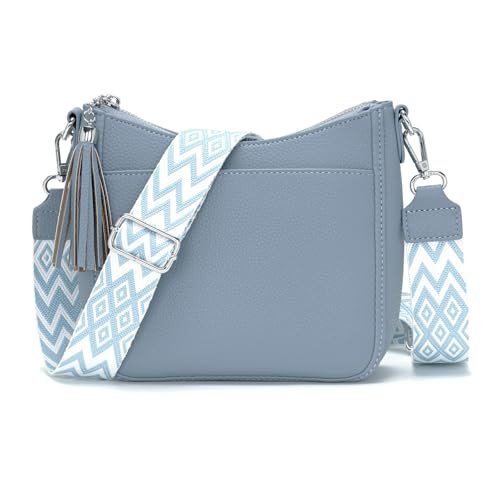 YISUOHOOM Kleine Umhängetasche Damen Mittelgroß Handtasche Damen Klein Crossbody Bag Damen-Schultertaschen Graublau von YISUOHOOM
