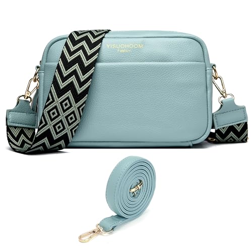 YISUOHOOM Umhängetasche Damen Klein Handtasche Crossbody Bags for Women Hellblau Mit Kreditkartenfach und 2 Arten von Schultergurten von YISUOHOOM