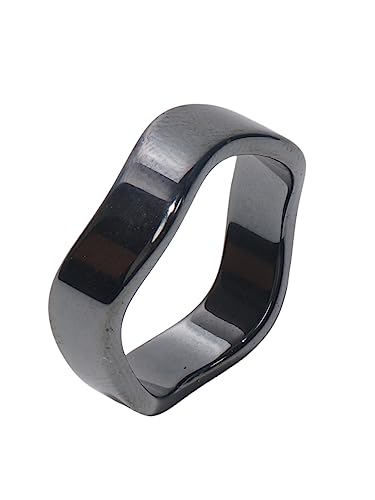 Häma-Ringe für Damen, Wellenform, schwarz, Bandring für Damen, Häma, Kristall, Wurzel-Chakra, Balance, Herren, Unisex, 2 Stück, Kristall, Häma Bandfassung Häma Häma-Ringe für Damen, Wellenform, schwarz, Bandring für Damen, Häma, Kristall, Wurzel-Chakra, Balance, Herren, Unisex, 2 Stück, Kristall, Häma Bandfassung Häma von YITANA