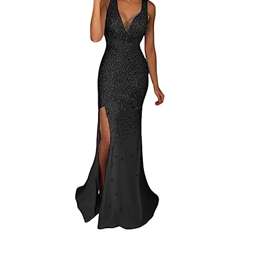 YIUPEDRFG Abendkleid Party Outfit Festliche Kleidung V Ausschnitt lang Ball aus Meerjungfrau ärmellos waschbar schön attraktiv, Schwarz, M YIUPEDRFG Abendkleid Party Outfit Festliche Kleidung V Ausschnitt lang Ball aus Meerjungfrau ärmellos waschbar schön attraktiv, Schwarz, M von YIUPEDRFG