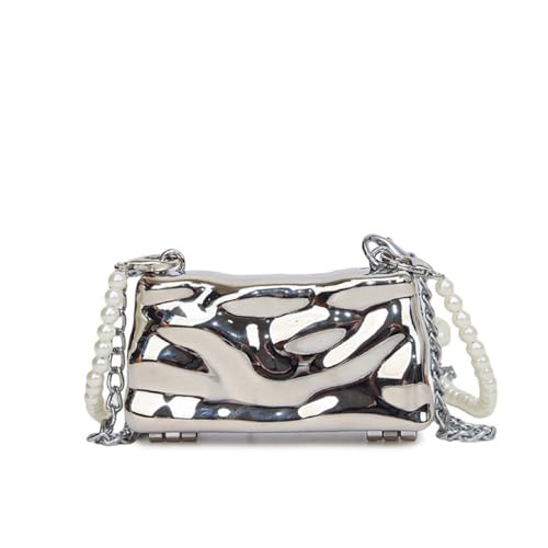 YIUWLMN Mini-Geldbörse aus Metall, Abend-Clutch, quadratisch, Metallhandtasche, Perlen-Geldbörse, Clutch, dekoriert mit Accessoires für Damen. von YIUWLMN