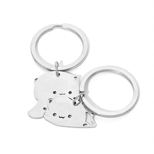 YIUWOD 2er-Pack Couple Keychain - Katzen SchlüSselanhäNger - Katzen AnhäNger - Geeignet Als Freundschaftsgeschenk,Liebesgeschenk FüR Paare,Accessoires FüR Katzenliebhaber usw von YIUWOD