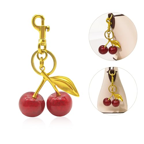 YIUWOD Kirsch AnhäNger - Kirsch-Bag Charm - Cherry Charm - Geeignet FüR Handtaschendekorationen, GeldböRsenzubehöR, Taschendekorationen, AutoinnenräUme, Niedliche ErgäNzungen Zu Verschiedenen Beuteln von YIUWOD