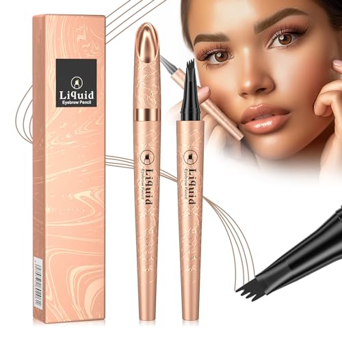 Augenbrauenstift mit 4 Spitze Micro Kopf, Augenbrauenstift Micro 4 Punkt Brauenstift Langanhaltend Wasserdicht Natürliche Augenbrauen Make-up (B-Hellbraun) von YIWANLLE