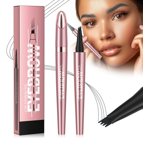 Augenbrauenstift mit 4 Spitze Micro Kopf, Augenbrauenstift Micro 4 Punkt Brauenstift Langanhaltend Wasserdicht Natürliche Augenbrauen Make-up (C-Grau) von YIWANLLE