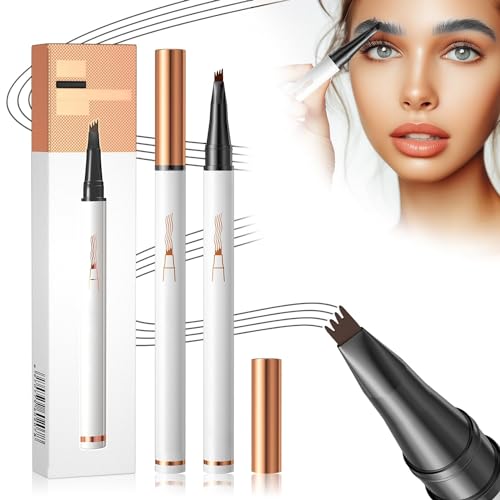 Magischer Augenbrauenstift, Wasserfester 3D-Microblading-Augenbrauenstift-Konturstift, Präziser Brauenstift mit 4 Spitzen Langlebiger Natürlicher Augenbrauenstift (Grau) von YIWANLLE