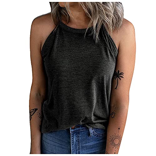 Damen Tank Top Sommer Sports Shirts Oberteile Frauen Baumwolle Lose Ärmellos for Yoga Jogging Laufen Workout Schwarz S von YIWAWQIAN