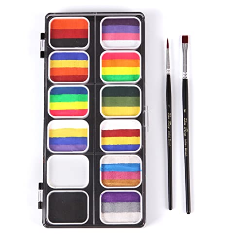 YIWENG Aquarell-Paletten-Set, 30 Farben, professionelles Gesicht, geteilte Kuchen mit 2 Pinseln, sicher und ungiftig, wasseraktiviert, Gesichts- und Körperbemalung, Make-up, hypoallergene von YIWENG