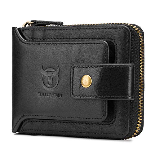 YIWENG Bifold-Geldbörse aus Leder mit Reißverschluss für Herren,Reise-Geldbörse,Geschenk,Genuine Leather Wallet for Men von YIWENG