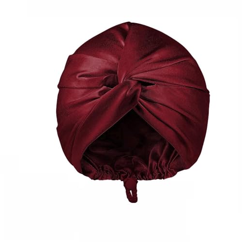 YIWENG Satin-Seidenhauben Doppelschicht-Turban Schlafkappe für Frauen verstellbare Haarwrap lockiges glattes Haar von YIWENG