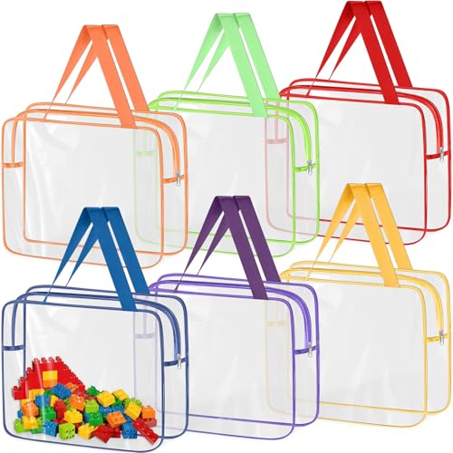 6Pcs Bunte PVC Spielzeug Aufbewahrungstaschen mit Reißverschluss, Kinder Wasserdichte Durchsichtig Organizer ​​Tasche​, Transparente Reise Kulturbeutel für Lego Bausteine Puzzle Schreibwaren Kosmetik von YIYAXIN