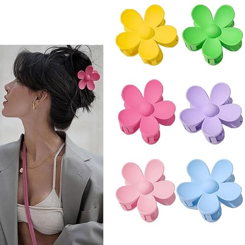 6 x Blumen-Haarspangen für Damen, große Haarklammern für Damen, dickes Haar, rutschfest, starker Halt für Frauen, dünnes Haar, Mädchen, Geschenke (gemischt-A) von YIYISSHI