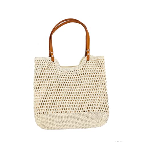 YIYOHON Strandtasche mit großer Kapazität, gehäkelt, Boho-Stil, hohl, Umhängetasche, für Shopping, Urlaub, khaki, Large YIYOHON Strandtasche mit großer Kapazität, gehäkelt, Boho-Stil, hohl, Umhängetasche, für Shopping, Urlaub, khaki, Large von YIYOHON