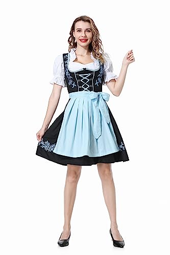 YIYUANIJI Dirndl, Dirndl Damen Midi Trachtenkleid, Trachtenmode, Dreiteiliges Set: Kleid, Oberteil und Schürze. For Oktoberfest, Karneval, Special Occasions von YIYUANIJI