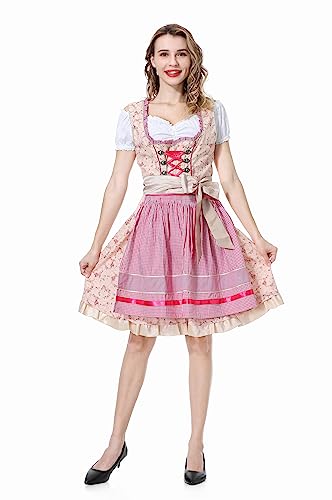 YIYUANIJI Dirndl, Dirndl Damen Midi Trachtenkleid, Trachtenmode, Dreiteiliges Set: Kleid, Oberteil und Schürze. For Oktoberfest, Karneval, Special Occasions von YIYUANIJI