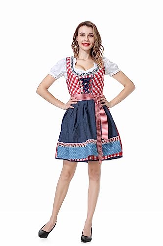 YIYUANIJI Dirndl, Dirndl Damen Midi Trachtenkleid, Trachtenmode, Dreiteiliges Set: Kleid, Oberteil und Schürze. For Oktoberfest, Karneval, Special Occasions von YIYUANIJI