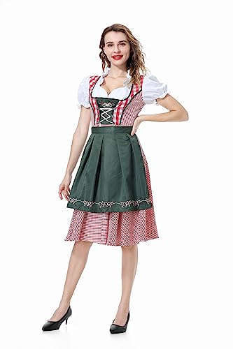 YIYUANIJI Dirndl, Dirndl Damen Midi Trachtenkleid, Trachtenmode, Zweiteiliges Set: Kleid und Schürze. for Oktoberfest, Karneval, Special Occasions von YIYUANIJI