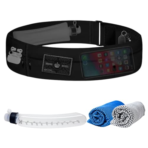 Bauchtasche für Damen und Herren, schmaler Laufgürtel mit Wasserflaschenhalter, Trinkgürtel, wasserdichte Hüfttasche mit Handyhalterung für Marathon, Laufen, Workout, Wandern, Geschenke für Läufer Bauchtasche für Damen und Herren, schmaler Laufgürtel mit Wasserflaschenhalter, Trinkgürtel, wasserdichte Hüfttasche mit Handyhalterung für Marathon, Laufen, Workout, Wandern, Geschenke für Läufer von YIYUHAR