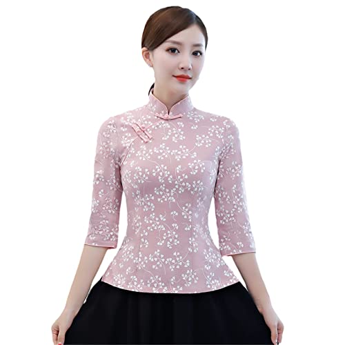 YIZHIWANG Traditionelles weibliches Stehkragenhemd Klassische Blumenkleidung Handgemachte Knopfkleidung Vintage Lady Cheong-Sam Tops Style C XS YIZHIWANG Traditionelles weibliches Stehkragenhemd Klassische Blumenkleidung Handgemachte Knopfkleidung Vintage Lady Cheong-Sam Tops Style C XS von YIZHIWANG