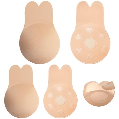 YIZHIXIANGQ Trägerloser Klebe BH, 2 Paar Unsichtbar Trägerloser BH, Klebe BHS Push Up, Wiederverwendbare, Silikon, Selbstklebender BHS für Brautkleider, Abendgarderobe von YIZHIXIANGQ