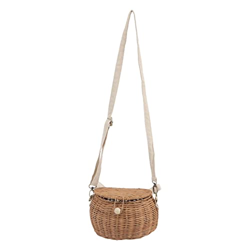 YIZISECCE Runde Rattan -Tasche Vintage gewebte Schulter Rattan -Tasche Camping -Reise Fotografie Shopping YIZISECCE Runde Rattan -Tasche Vintage gewebte Schulter Rattan -Tasche Camping -Reise Fotografie Shopping von YIZISECCE