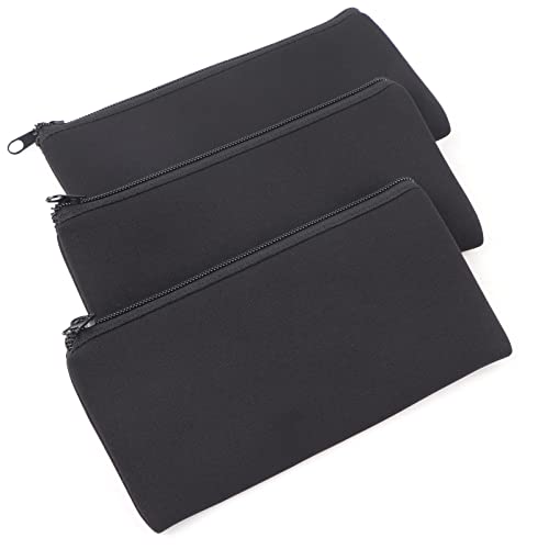 YIZISECCE für 3pcs Front -Reißverschluss -Bleistift -Fälle für Multi -Funktionen mit großer Kapazität tragbarer Briefpapierspeicher Regelkonformität: Keine absoluten Begriffe, (Schwarz) von YIZISECCE