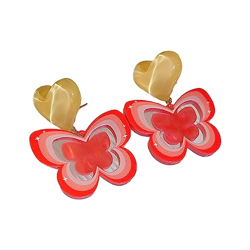 1 Paar hohle Schmetterlings-Ohrstecker aus Acryl für Damen, Retro-Ohrringe, Farbe, handgefertigt, neuartige Ohrringe, Schmetterlings-Ohrstecker für Damen von YIZITU