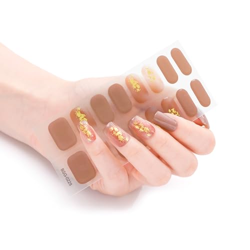 16pcs Selbstklebende Nagelschlappen Nagelgel Polnische Streifen Vollständige Wraps Polnische Aufkleber Gel Streifen Aufkleber Kleber Wraps Kit Keine UV Licht Benötigte Abziehbilder von YIZITU